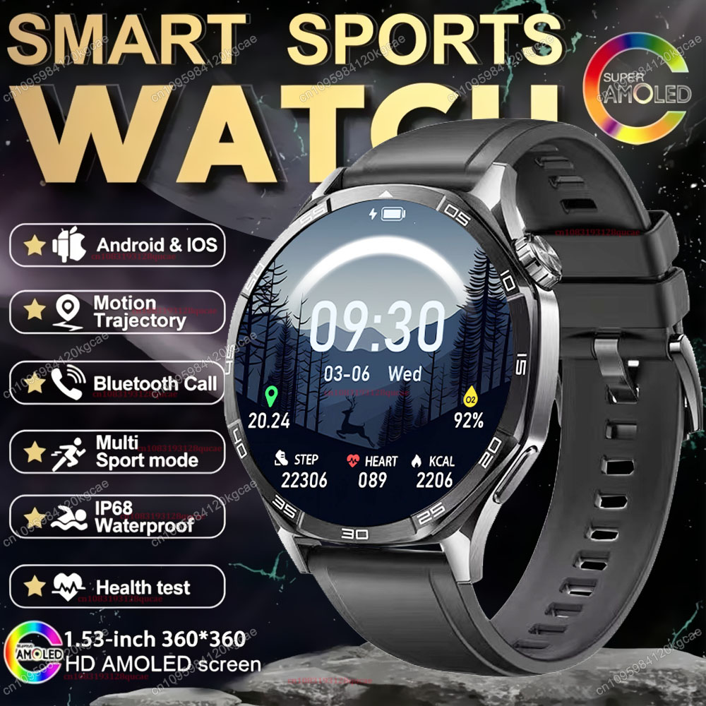 Phase Esports & Gaming Festival - 最新のスマートウォッチ、Bluetooth通話機能搭載、1.53インチAOMLEDディスプレイ、健康モニタリング機能、フィットネストラッカー、IP68防水、メンズモデルH10。